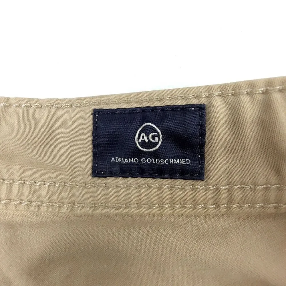 ADRIANO GOLDSCHMIED Everett Slim Straight Sueded Jeans Khaki Beige Mens 34 x 31